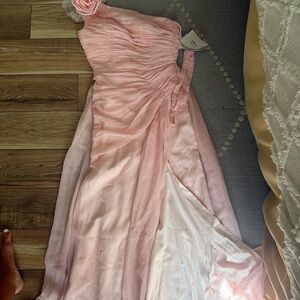 Elegant Pink Gown with Floral Detail